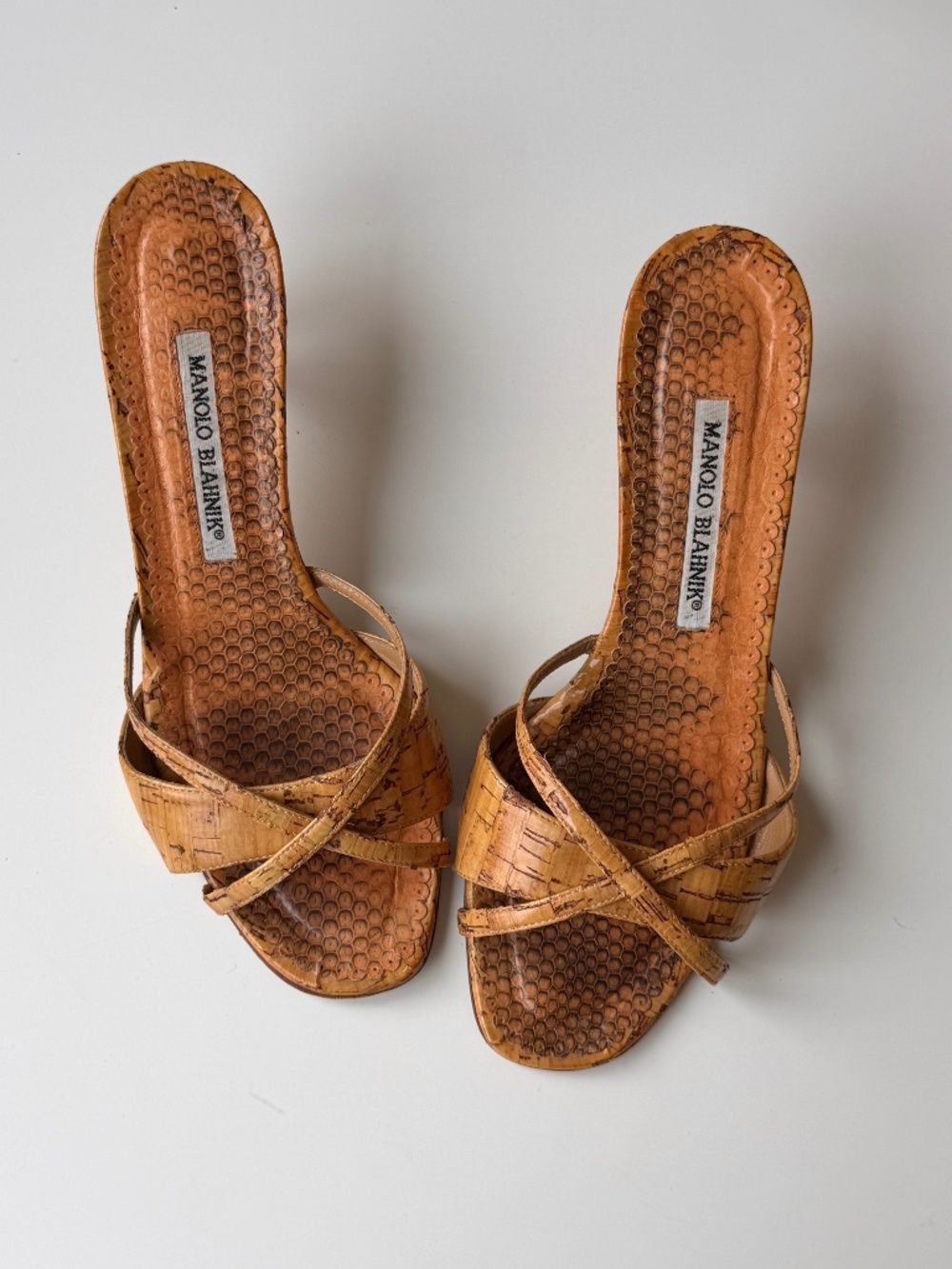 Manolo Blahnik vintage cork & snakeskin sandals – IT 38.5, ~US 8 - Picture 5 of 9